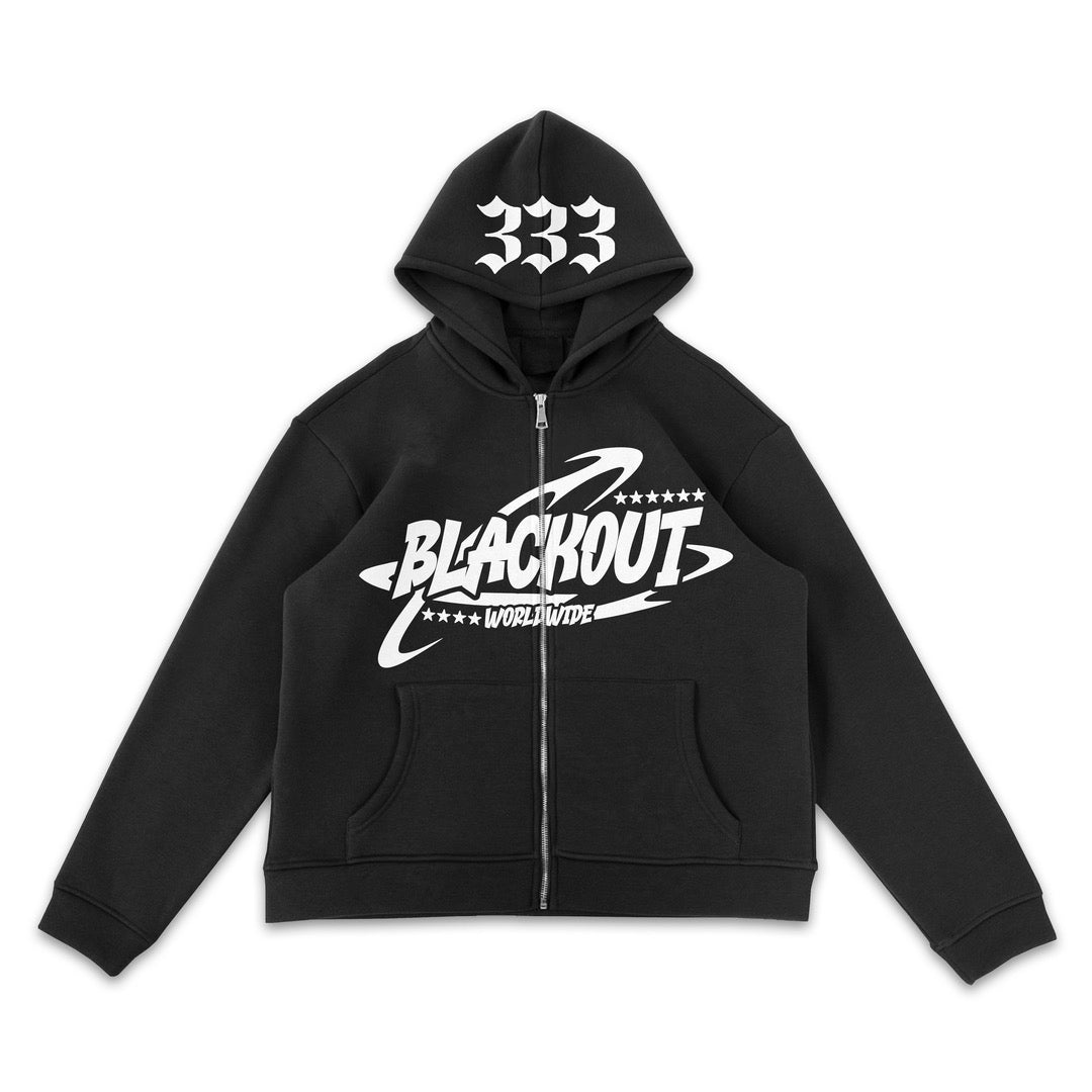 BLACKOUT PUFF PRINT ZIP-UP PANDA WHITE