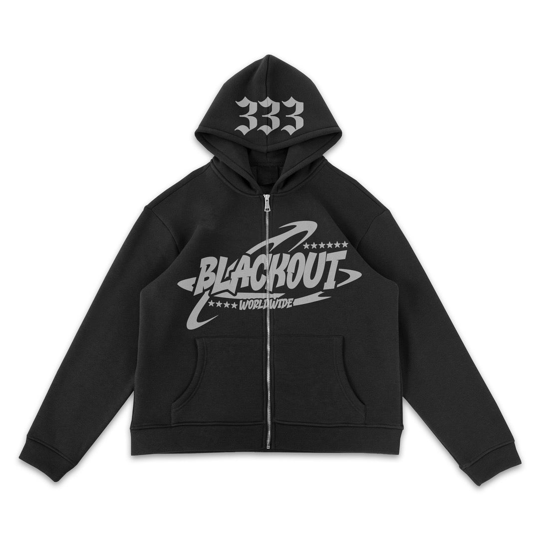 BLACKOUT PUFF PRINT ZIP-UP COAL BLACK