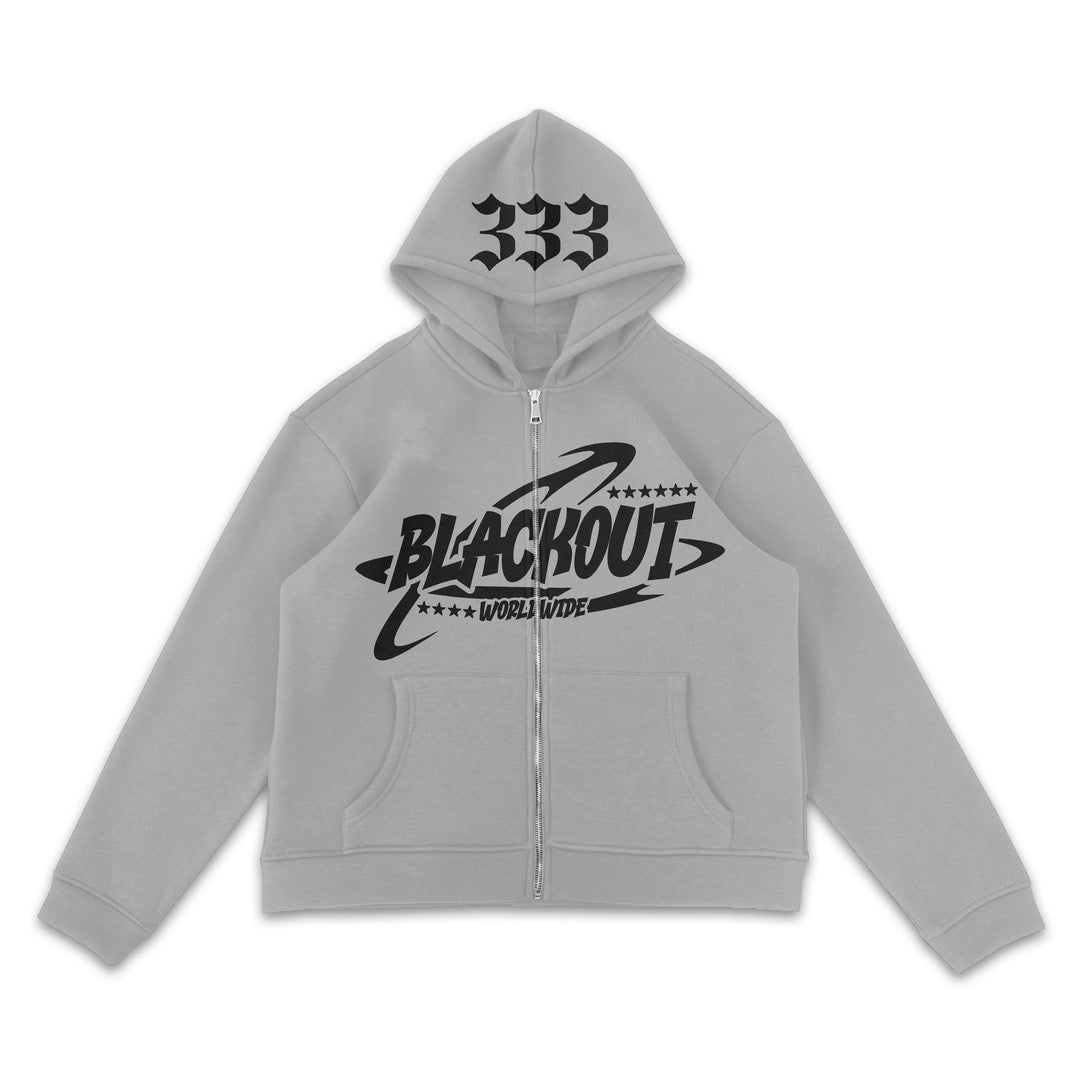 BLACKOUT PUFF PRINT ZIP-UP SMOKE GREY