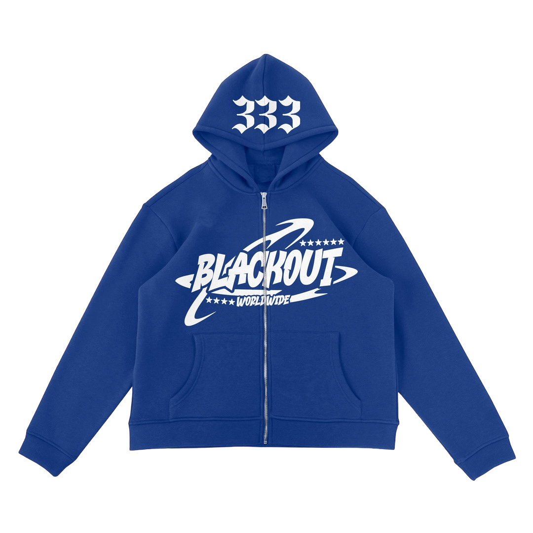 BLACKOUT PUFF PRINT ZIP-UP OCEAN BLUE